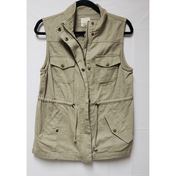 Harper Heritage Women's Khaki Utility Vest Size M Drawstring  New Without Tags - Picture 1 of 11